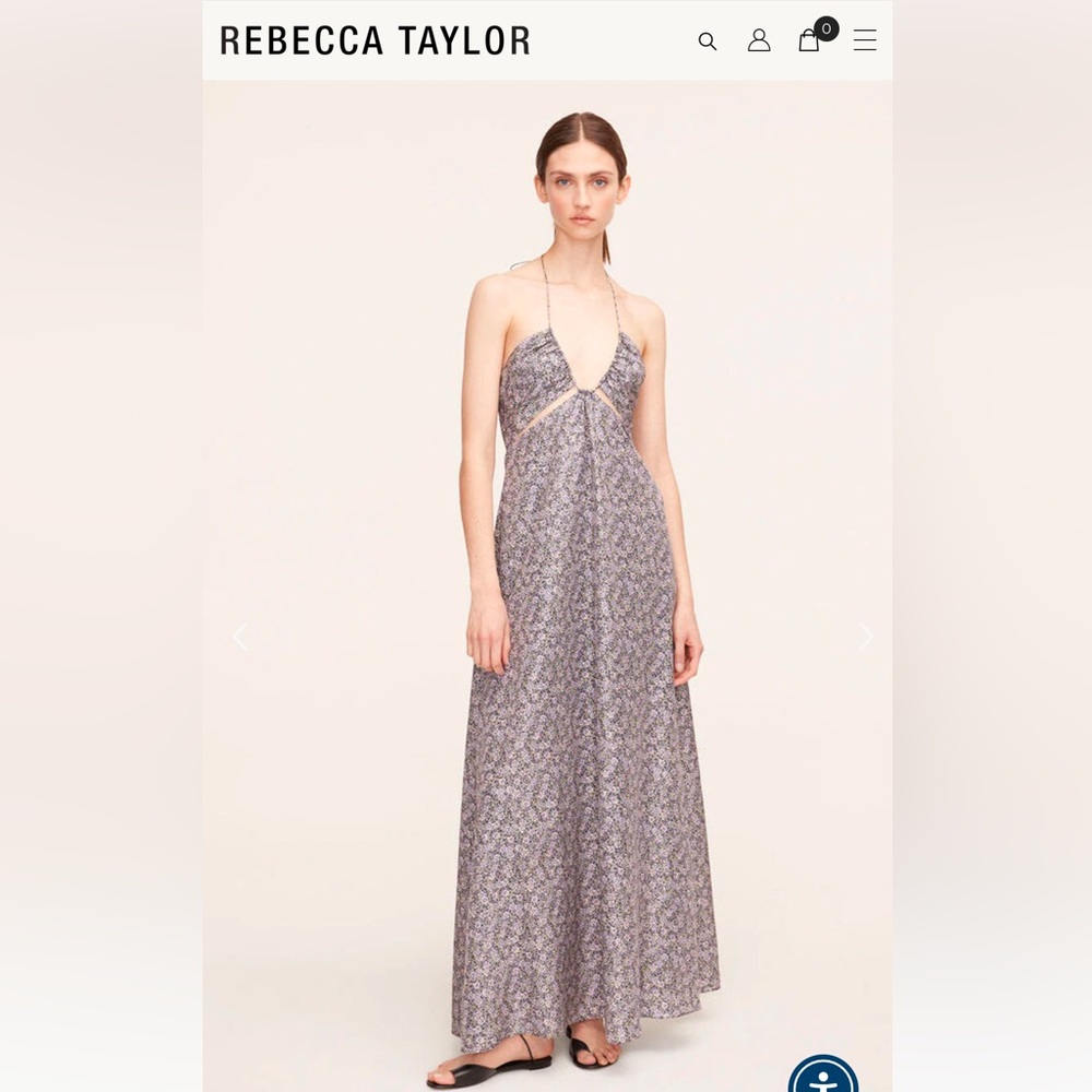 Rebecca Taylor Violet Fleur Silk Halter Dress